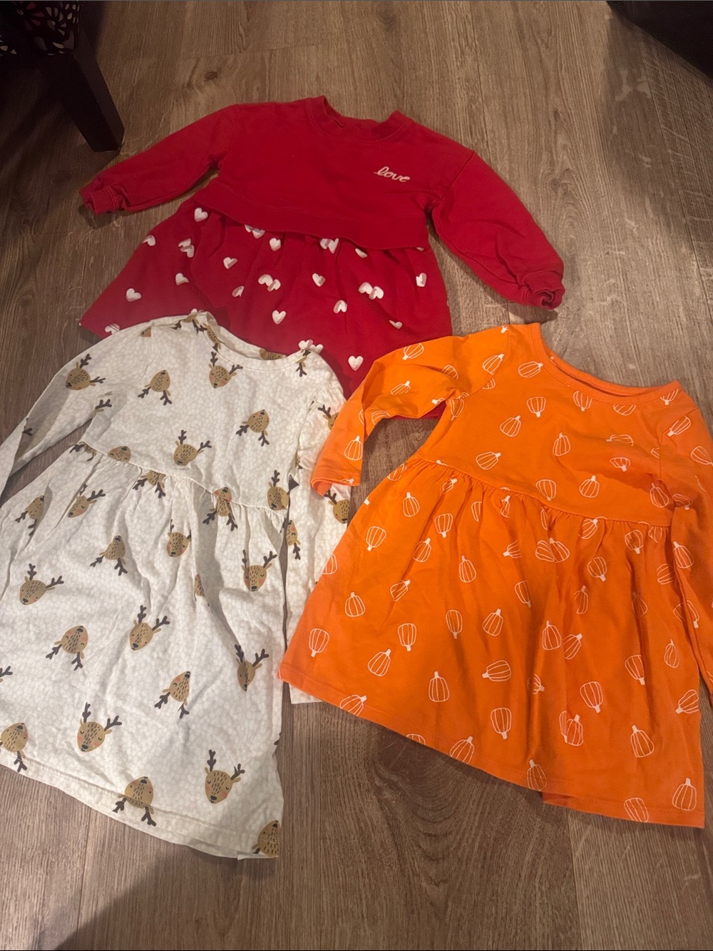 Holiday toddler dresses, 3-Pack Long Sleeve